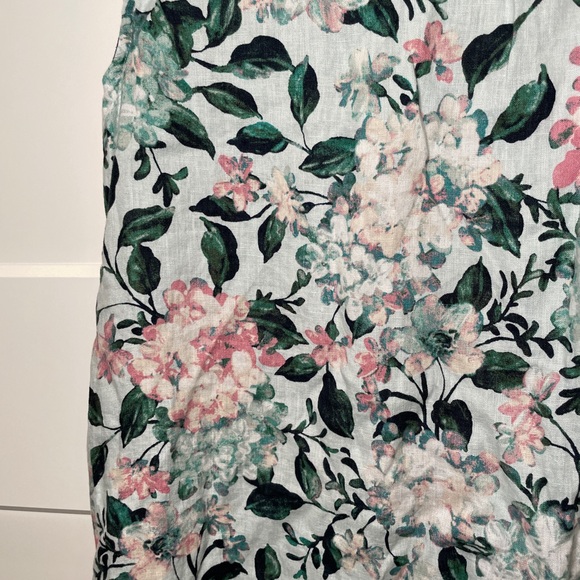 J Jill Love Linen Light Seaglass Vintage Hydrangea A-Line Sleeveless Dress - Picture 8 of 8